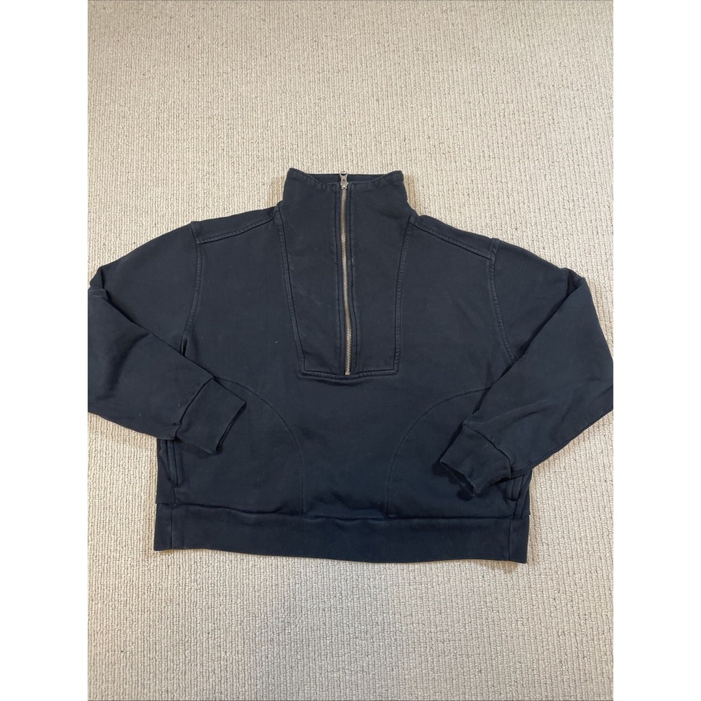Everlane Women's Small 1/2 Zip Sweatshirt Terry Organic Cotton Athleisure